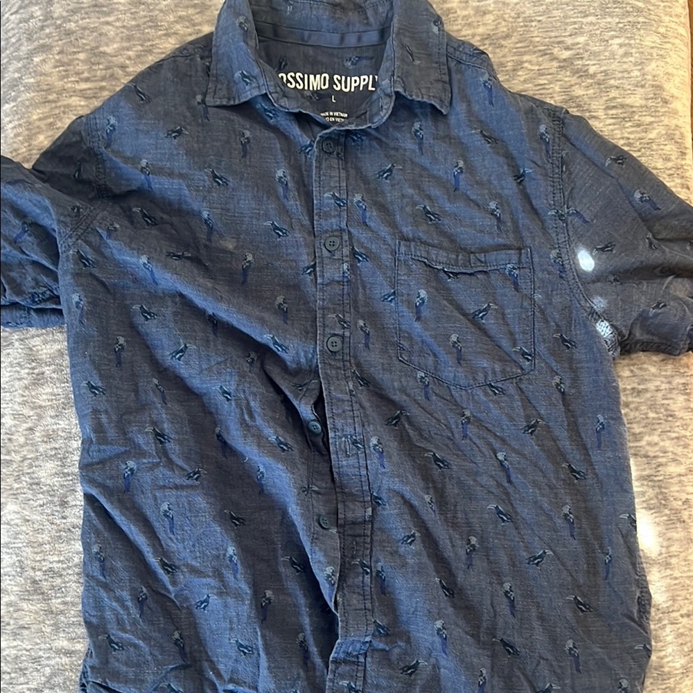 Mossimo Supply Co. Blue Casual Button Down Shirt